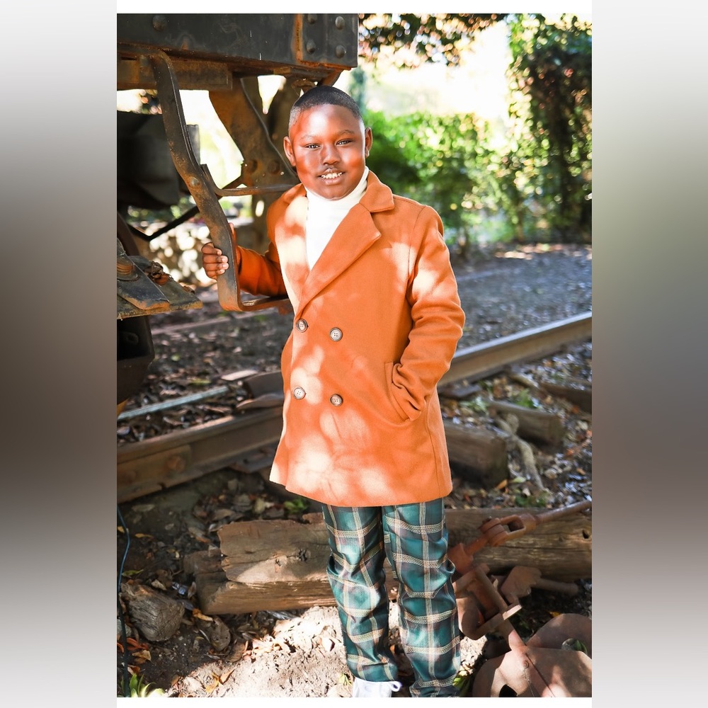 SHEIN Boys Lapel Neck Double Breasted Overcoat